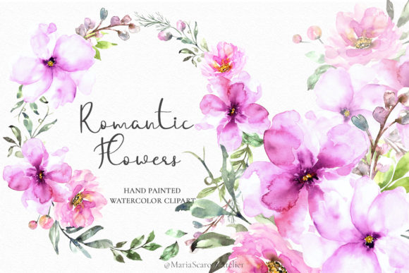 Discover the Elegance of Romantic Flowers - Watercolor Floral Set