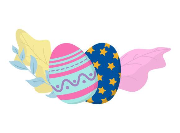Easter Eggs Pink Blue Floral Vector