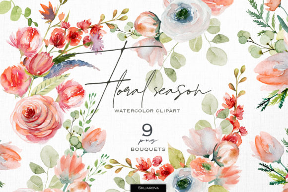 Embrace the Elegance of Floral Season. Bouquets Set, Vol.1