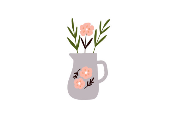 Floral Bouquet in Teapot Illustration: A Charming and Versatile Design