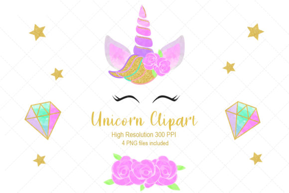 Floral Unicorn Clipart, Unicorn Face: A Magical Addition to Your Creative Projects