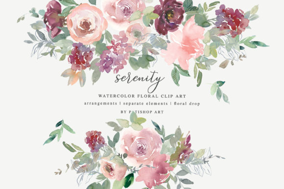 Strategic Use of Watercolor Blush Burgundy Floral Clipart for Enhanced Visual Impact