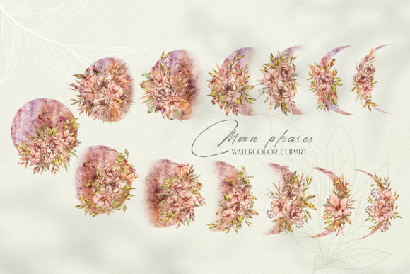 Watercolor Floral Moon Phases Clipart: A Versatile Design Solution